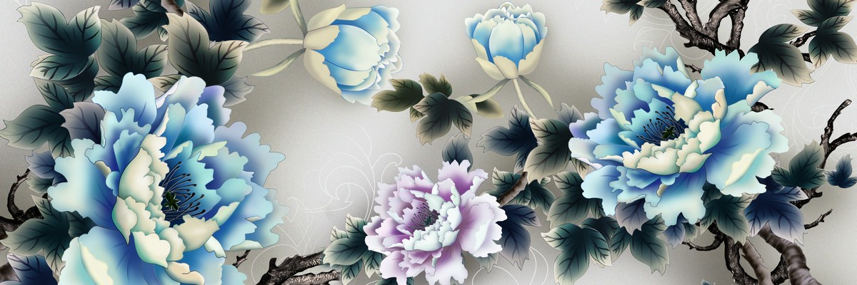 Фреска Элегантные голубые розы